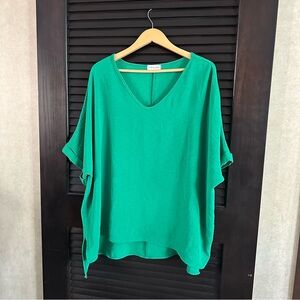 First Love Vibrant Green V-Neck Tunic Top